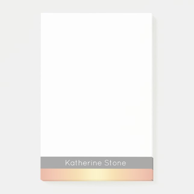 Elegant Modern Rose Gold Gradient Stripes Grey Post-it Notes (Front)