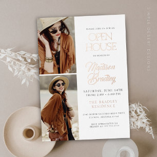 Elegant Modern Rose Gold Graduation Announcement