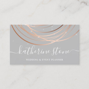 Elegant modern rose gold & grey event planner business card