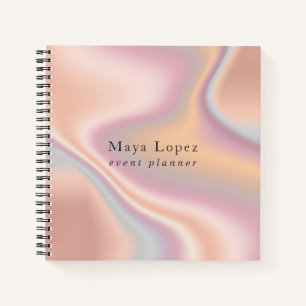 Elegant modern rose gold holographic event planner notebook