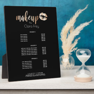 Elegant modern rose gold lips makeup services plaque