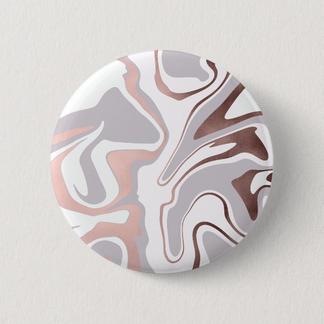 Elegant modern rose gold marble look 6 cm round badge (Front)