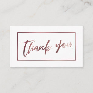 Elegant Modern Rose Gold on White Thank You Insert