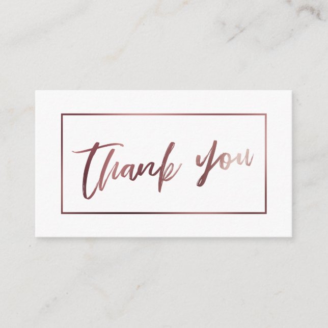 Elegant Modern Rose Gold on White Thank You Insert (Front)