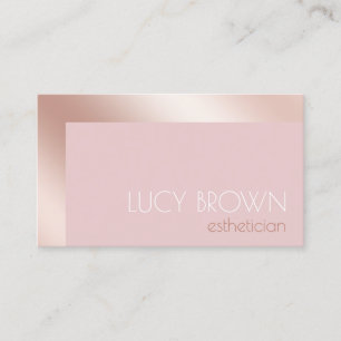 Elegant modern rose gold & pink aesthetician business card