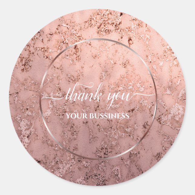 Elegant modern rose gold & pink marble   classic round sticker (Front)