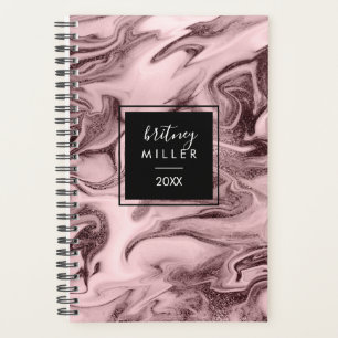 Elegant modern rose gold & pink marble look planner