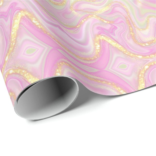 Elegant modern rose gold & pink marble   wrapping paper (Roll Corner)