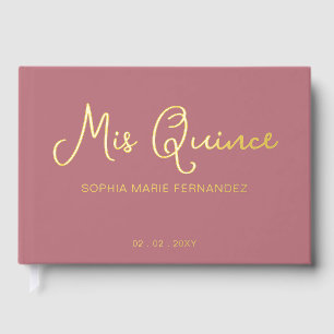 Elegant Modern Rose Gold Quinceañera Guest Book