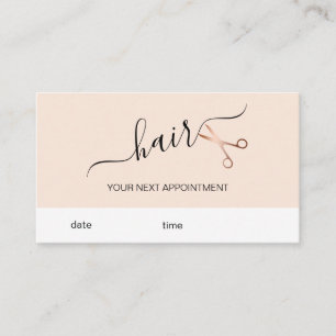 Elegant modern rose gold scissors hairstylist appointment card