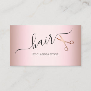 Elegant modern rose gold scissors hairstylist business card