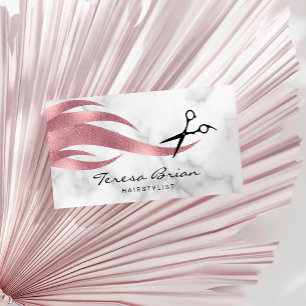 Elegant modern rose gold scissors hairstylist business card
