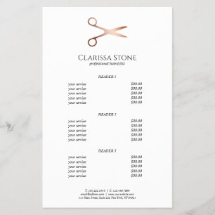 Elegant modern rose gold scissors hairstylist flyer
