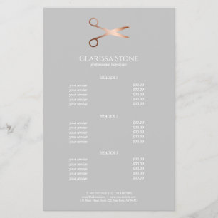 Elegant modern rose gold scissors hairstylist flyer