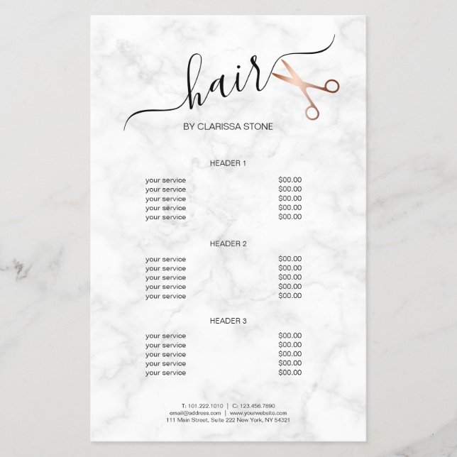Elegant modern rose gold scissors hairstylist flyer (Front)