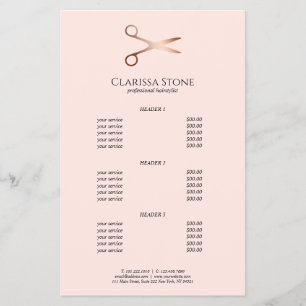 Elegant modern rose gold scissors hairstylist flyer