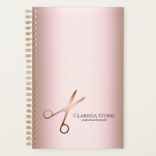 Elegant modern rose gold scissors hairstylist planner