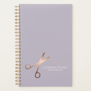 Elegant modern rose gold scissors hairstylist planner