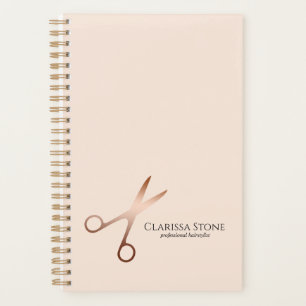Elegant modern rose gold scissors hairstylist planner