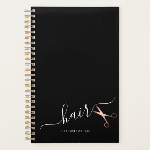 Elegant modern rose gold scissors hairstylist planner