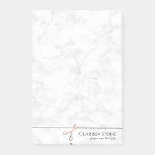 Elegant modern rose gold scissors hairstylist post-it notes