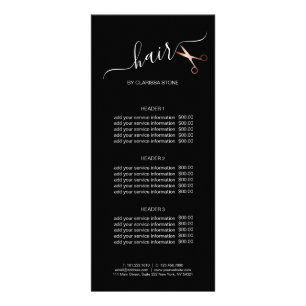 Elegant modern rose gold scissors hairstylist rack card