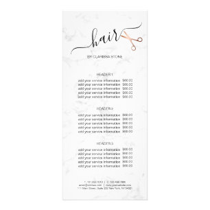 Elegant modern rose gold scissors hairstylist rack card