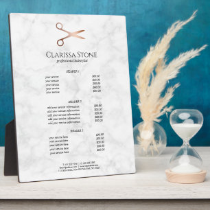 Elegant modern rose gold scissors services plaque