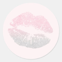 Elegant modern rose gold silver glitter lips pink