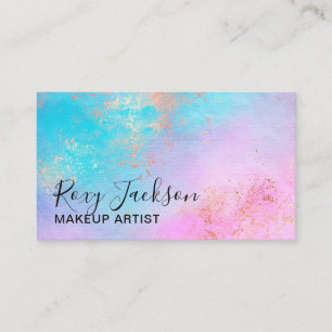 Elegant modern rose gold watercolor makeup artist business card