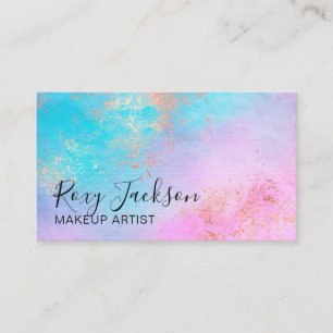 Elegant modern rose gold watercolor makeup artist business card