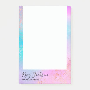 Elegant modern rose gold watercolor makeup artist post-it notes