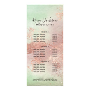 Elegant modern rose gold watercolor makeup artist rack card