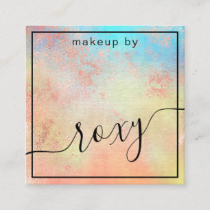 Elegant modern rose gold watercolor makeup artist square business card
