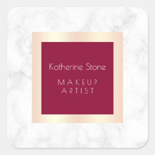 Elegant modern rose gold white marble makeup square sticker