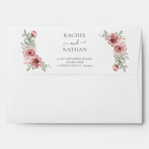 Elegant Modern Roses Floral Wedding Envelope