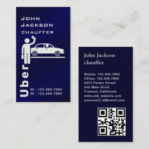 Elegant Modern Royal Blue QR code Chauffeur Business Card