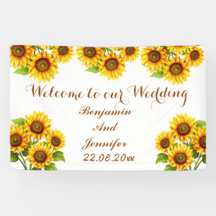 Elegant Modern Rustic Sunflower Wedding Banner