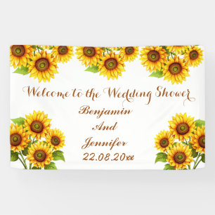 Elegant Modern Rustic Sunflower Wedding Shower  Banner