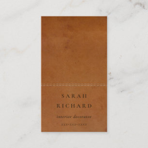 Elegant Modern Rustic Tan Leather Texture Custom Business Card