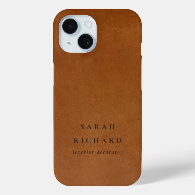 Elegant Modern Rustic Tan Leather Texture Custom Case-Mate iPhone Case (Back)