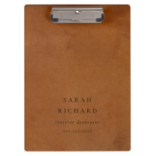 Elegant Modern Rustic Tan Leather Texture Custom Clipboard
