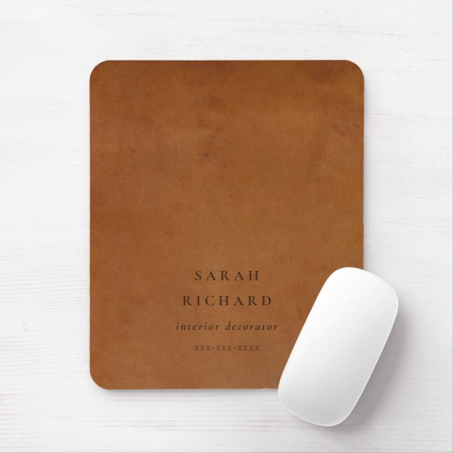 Elegant Modern Rustic Tan Leather Texture Custom Mouse Pad (With Mouse)