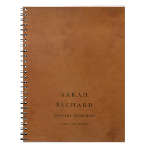 Elegant Modern Rustic Tan Leather Texture Custom Notebook
