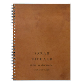 Elegant Modern Rustic Tan Leather Texture Custom Notebook