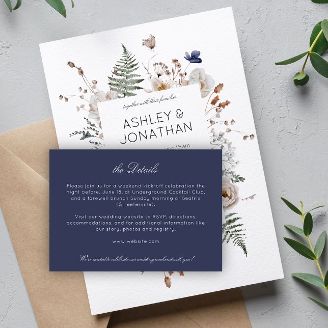 Elegant Modern Rustic Wildflower Wedding Details Enclosure Card (Creator Uploaded)