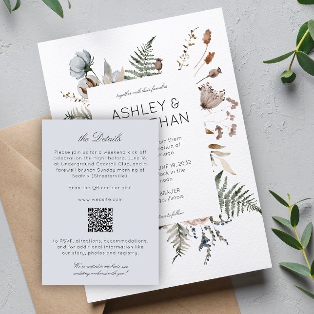 Elegant Modern Rustic Wildflower Wedding Details Enclosure Card (Creator Uploaded)