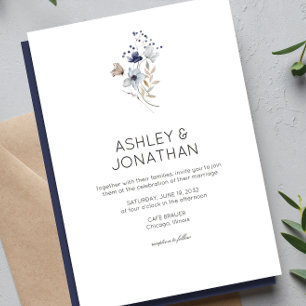 Elegant Modern Rustic Wildflower Wedding Invitation