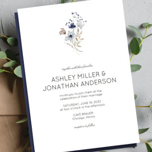 Elegant Modern Rustic Wildflower Wedding Invitation