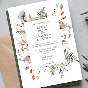 Elegant Modern Rustic Wildflower Wedding Invitation